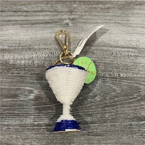 Beaded Cocktail Glass Bag Charm/ Keychain